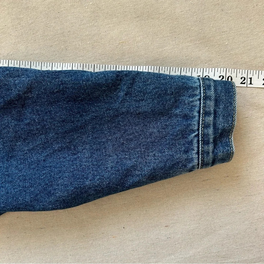 VTG Urgent Gear Sports Wear Dark Wash Cropped Denim Jean Jacket Size XL/18 - Picture 10 of 11